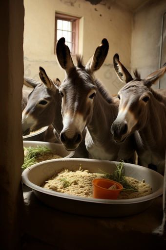 德州驴驴群规模养殖摄影图