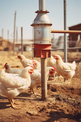 优质小鸡在生态农场觅食摄影图