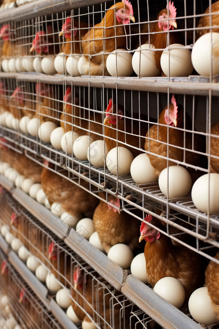 鸡蛋大规模生产线摄影图