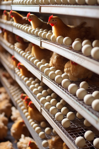 营养鸡蛋生产线摄影图