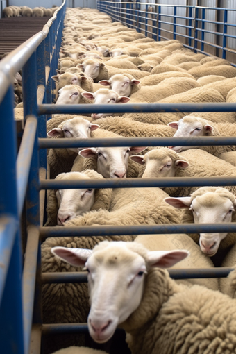 羊群标准化养殖基地摄影图