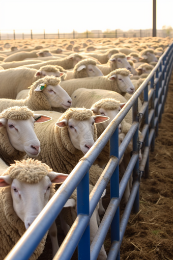 专业羊群标准化养殖基地摄影图