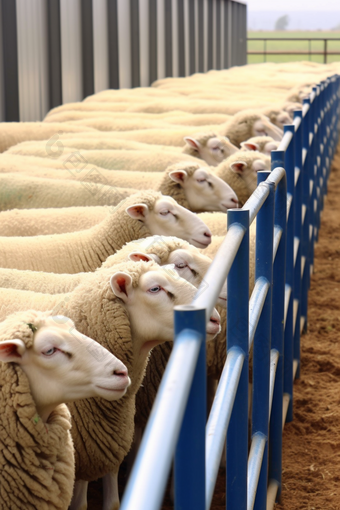 优质营养羊群标准化养殖基地摄影图