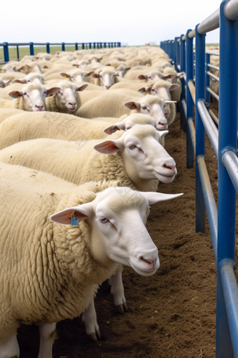 高品质营养羊群标准化养殖基地摄影图