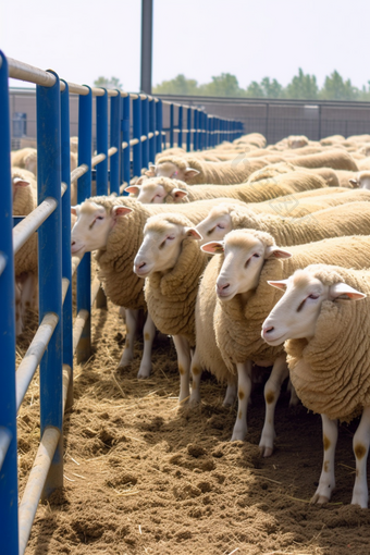 优质培育羊群标准化养殖基地摄影图