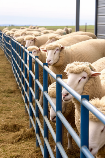 供应营养优质羊群标准化养殖基地摄影图