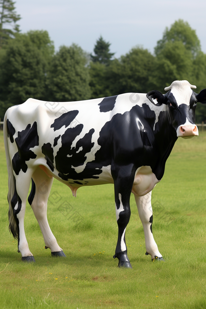 荷斯坦奶牛人工养殖摄影图