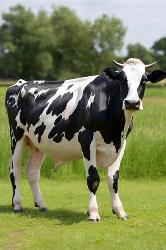 荷斯坦奶牛在草原摄影图