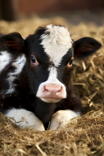 荷斯坦奶牛小牛摄影图