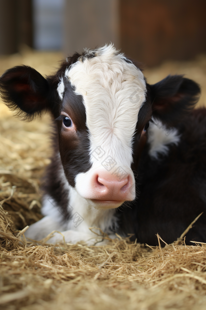 在牛圈的荷斯坦奶牛幼崽摄影图