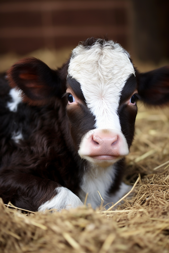 荷斯坦奶牛幼崽奶牛养殖摄影图