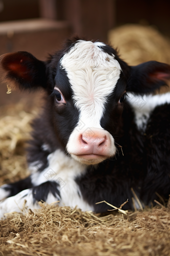 乡村荷斯坦奶牛幼崽摄影图