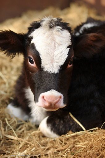 荷斯坦<strong>奶牛</strong>幼崽畜牧业摄影图