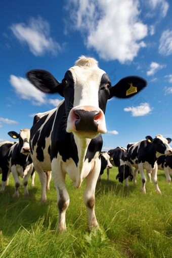 荷斯坦奶牛牛群人工养殖摄影图