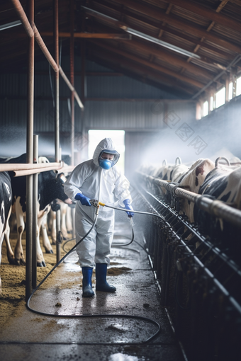高标准农场定期清洁和消毒摄影图