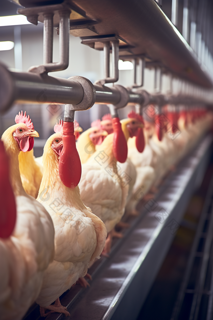 优质养殖鸡肉工厂生产线摄影图
