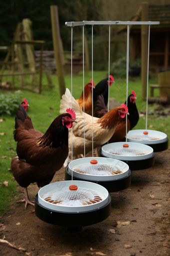 优质鸡饲料小型自动喂食器摄影图
