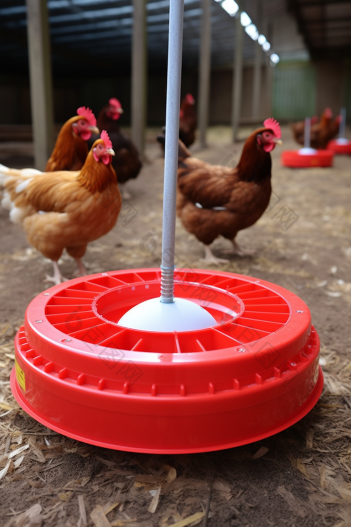 营养鸡饲料集中式自动喂食器摄影图