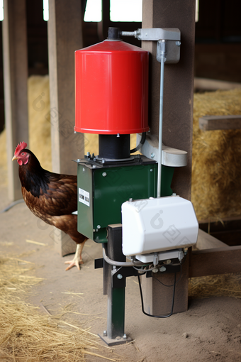 农场小型自动化饲喂设备电瓶投料机摄影图