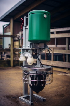 养殖场小型自动化饲喂设备电瓶投料机摄影图