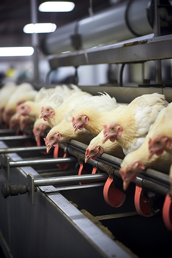鸡肉加工行业的自动化专业生产线摄影图
