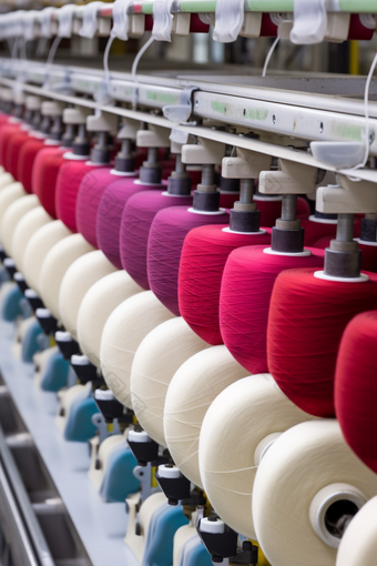 大型羊毛线加工工厂摄影图
