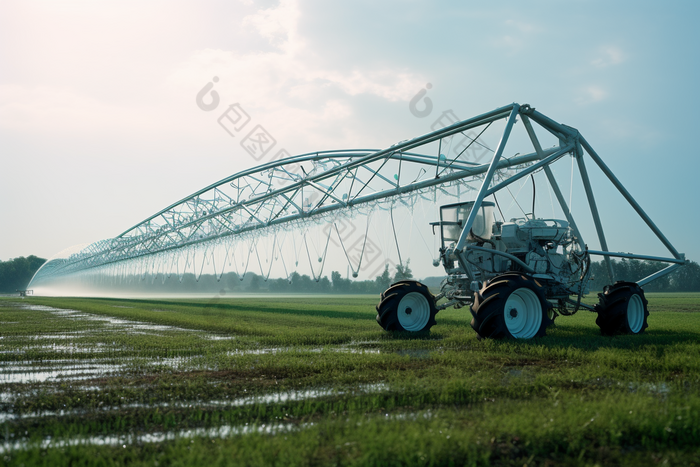 农业农村庄稼农田种植机械用具灌溉机摄影图