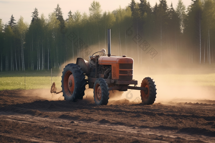 农田作物种植机械用具耕作机摄影图
