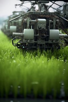 农业农田作物种植移植机机械用具摄影图