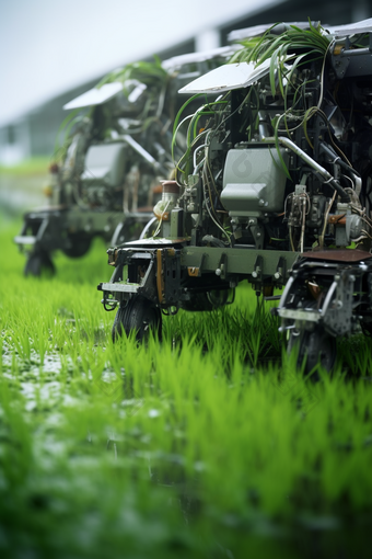 农业农村庄稼农田种植移植机机械用具摄影图
