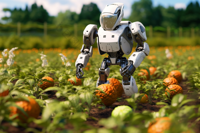 农业农村农田作物种植农业机器人作业摄影图