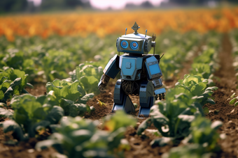 农田作物种植农业机器人作业摄影图