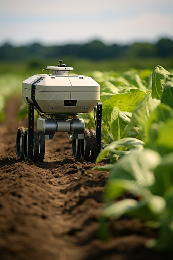 农业庄稼农田作物种植农业机器人作业摄影图