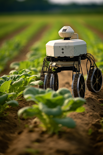 种植农业机器人作业摄影图