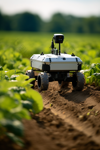 作物种植农业机器人作业摄影图