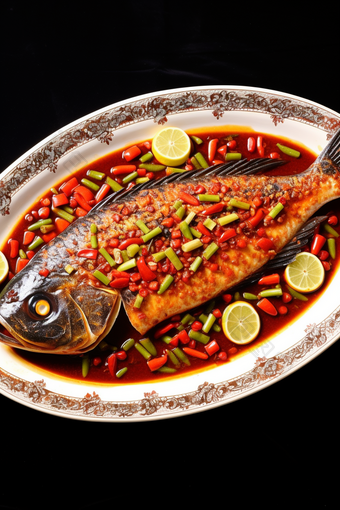 中国<strong>餐饮美食地方</strong>特色徽菜臭鳜鱼摄影图