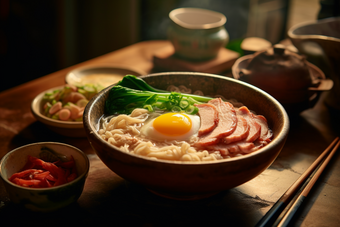 餐饮美食地方特色广式餐蛋面摄影图