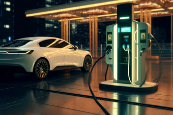 高新科技智能节能新能源汽车充电场摄影图