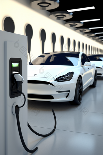 节能环保新能源汽车充电场摄影图