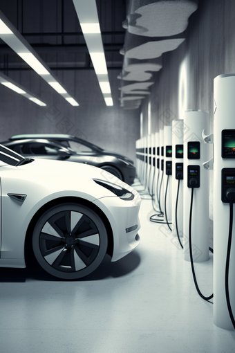 环保科技交通新能源汽车充电场摄影图
