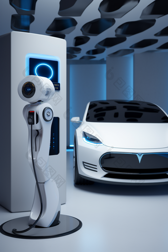 现代科技交通电车新能源汽车充电场摄影图