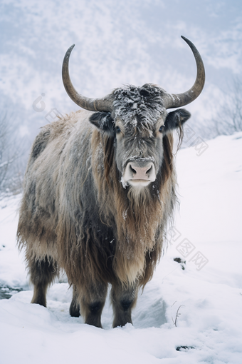 畜牧业牦牛雪地中<strong>草原</strong>