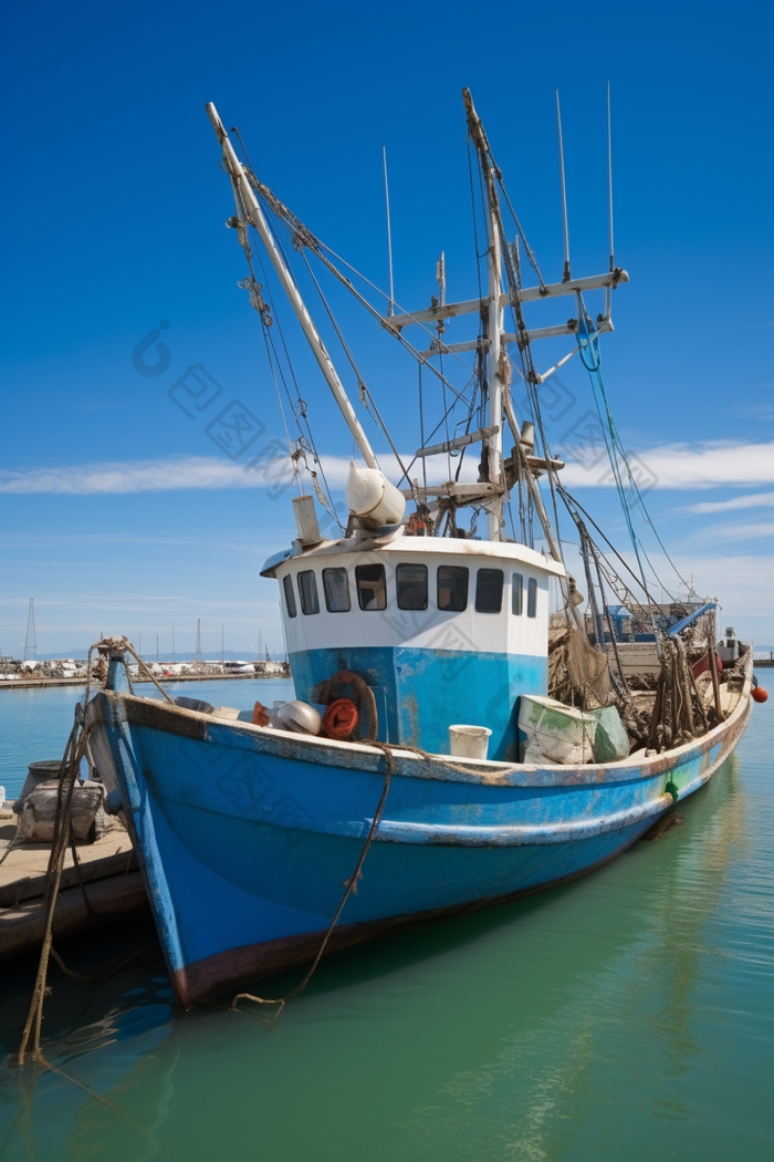 传统拖网渔船摄影图