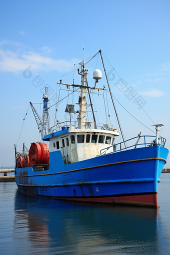 小型捕捞流网渔船摄影图