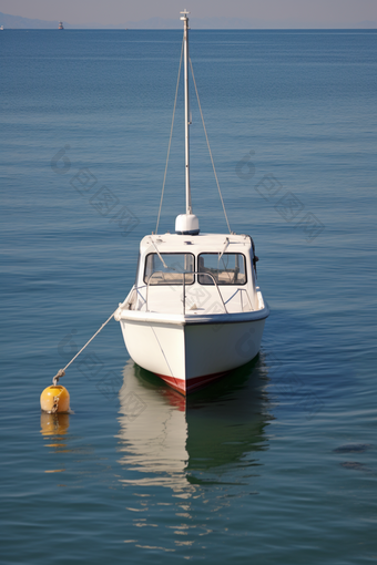 水上小型钓船停泊摄影图