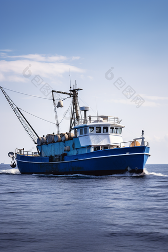 漂泊贻贝拖网渔船摄影图