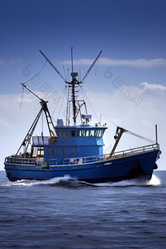 捕捞贻贝拖网渔船摄影图