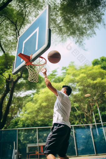 体育男子在打篮球摄影图