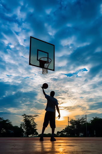 体育运动男子在打篮球摄影图