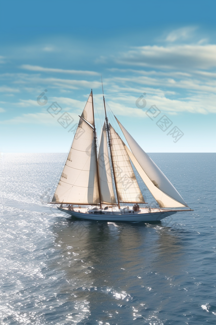新型现代风帆渔船摄影图